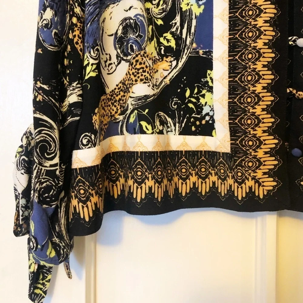 Free People Catch Me if You Can Leopard Blouse XS